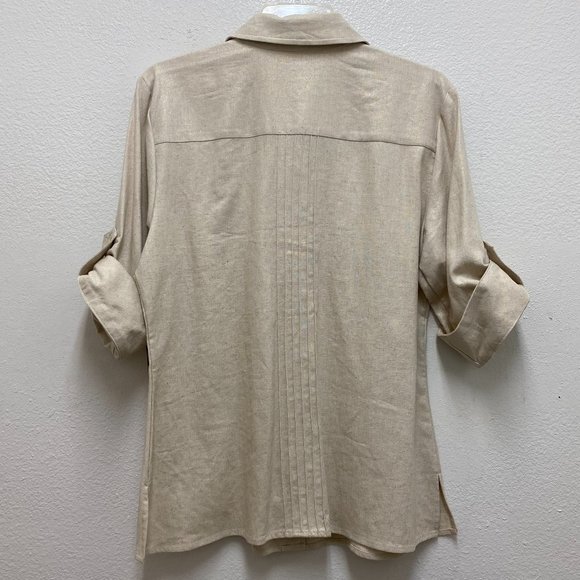 Details Womens Shirt Size M, Linen Cotton, Safari StyleButtondown, Collared, NWT - Picture 3 of 11